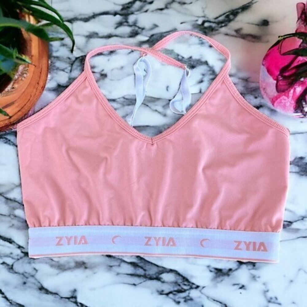 Zyia Comfort Strappy Low Impact Sports Bra or Sleep Tank Size Small Blush Pink